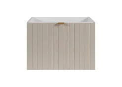 Meuble sous double vasque suspendu HARMO 120 cm Façade rainuré cachemire semi-mat