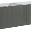 Meuble sous double vasque suspendu HARMO 160 cm Façade rainuré vert semi-mat