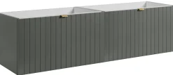 Meuble sous double vasque suspendu HARMO 160 cm Façade rainuré vert semi-mat