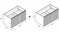 Meuble sous double vasque suspendu HARMO 160 cm Façade rainuré vert semi-mat