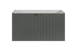 Meuble sous double vasque suspendu HARMO 160 cm Façade rainuré vert semi-mat