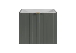 Meuble sous double vasque suspendu HARMO 100 cm Façade rainuré vert semi-mat