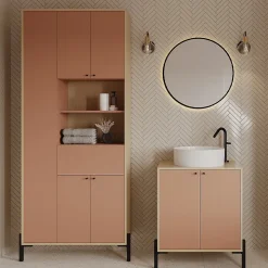 Meuble sous lavabo 2 portes abricot Elisa - Abricot