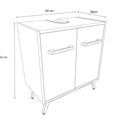 Meuble sous lavabo à poser GoodHome Ladoga L. 60 x H. 65 x P. 36 cm