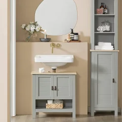 Meuble sous Lavabo avec 2 Portes et 1 Compartiment Ouvert, BZR69-HG, SoBuy