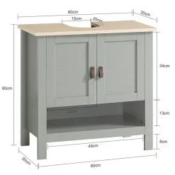 Meuble sous Lavabo avec 2 Portes et 1 Compartiment Ouvert, BZR69-HG, SoBuy
