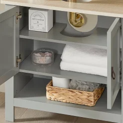 Meuble sous Lavabo avec 2 Portes et 1 Compartiment Ouvert, BZR69-HG, SoBuy