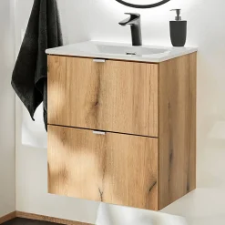 Meuble sous lavabo avec vasque 50 x 57 x 39 cm chêne NEWPORT