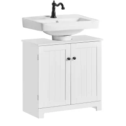 Meuble Sous Lavabo Colonne Salle de Bain, BZR18-II-W, SoBuy