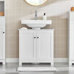 Meuble Sous Lavabo Colonne Salle de Bain, BZR18-II-W, SoBuy