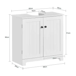 Meuble Sous Lavabo Colonne Salle de Bain, BZR18-II-W, SoBuy