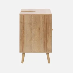 Meuble sous lavabo décor bois et cannage Bohème 65 x 40 x 70 cm naturel