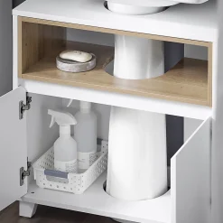 Meuble Sous Lavabo de Salle de Bain Meuble évier de Cuisine, 2 Portes, BZR148-W, SoBuy