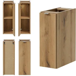Meuble sous lavabo double avec 1 porte et 4 tiroirs NEWPORT 140 x 60 x 40 cm effet chêne en.casa