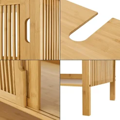 Meuble sous lavabo Hvaler bambou 60 x 100 x 45 cm en.casa