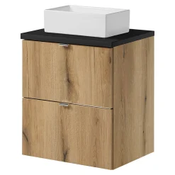 Meuble sous lavabo NEWPORT 50 x 71 x 40 cm effet chêne noir en.casa
