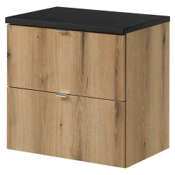 Meuble sous lavabo NEWPORT avec 2 tiroirs 60 x 60 x 40 cm effet chêne noir en.casa