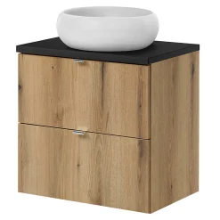 Meuble sous lavabo NEWPORT avec 2 tiroirs 60 x 60 x 40 cm effet chêne noir en.casa