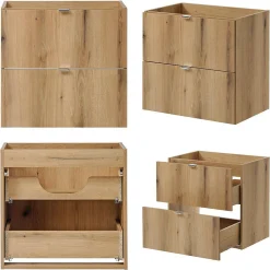 Meuble sous lavabo NEWPORT 90 x 60 x 40 cm effet chêne en.casa