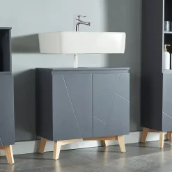 Meuble sous lavabo Overath 60 x 60 x 30 cm gris en.casa