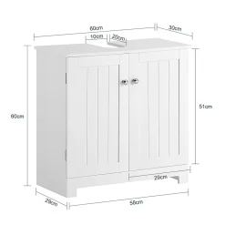 Meuble Sous Lavabo Salle de Bain à 2 étages 2 Portes, BZR18-W, SoBuy