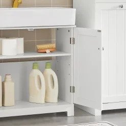 Meuble Sous Lavabo Salle de Bain à 2 étages 2 Portes, BZR18-W, SoBuy