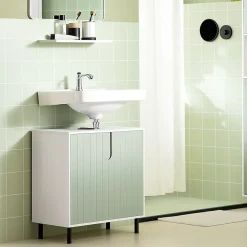 Meuble sous Lavabo Salle de Bain, Meuble sous Vasque avec 2 Portes, SoBuy, BZR139-GR