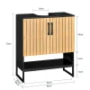 Meuble sous Lavabo Salle de Bain 60 cm en Bambou et Métal pour Espace Réduit, BZR202-SCH