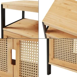 Meuble sous lavabo Tervola bambou 60 x 60 x 35 cm noir naturel aspect rotin en.casa