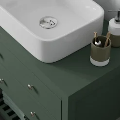 Meuble sous vasque à poser l.80 cm vert + plan de toilette, GoodHome Perma