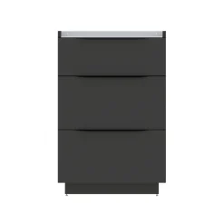 Meuble sous vasque à poser noir mat l.60 x H.88 x P.50 cm, Pamili