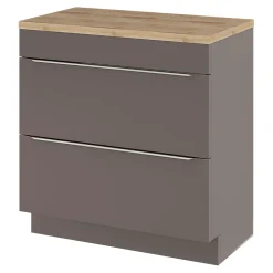 Meuble sous vasque à poser gris taupe l.80 x H.82 x P.45 cm, GoodHome Imandra