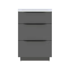 Meuble sous vasque à poser gris anthracite brillant l.60 x H.88 x P.50 cm, Pamili