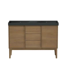 Meuble sous vasque à poser placage chêne H.82 x P.45 x l.120 cm Kabayan