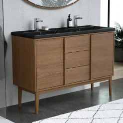 Meuble sous vasque à poser placage chêne H.82 x P.45 x l.120 cm Kabayan