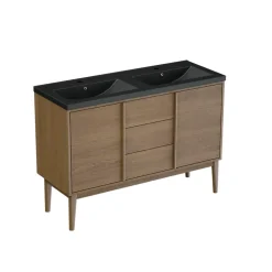 Meuble sous vasque à poser placage chêne H.82 x P.45 x l.120 cm Kabayan