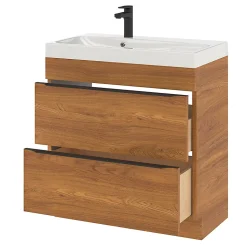 Meuble sous vasque à poser effet noyer l.80 x H.82 x P.45 cm, GoodHome Imandra