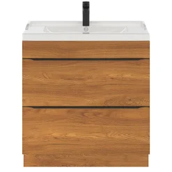 Meuble sous vasque à poser effet noyer l.80 x H.82 x P.45 cm, GoodHome Imandra