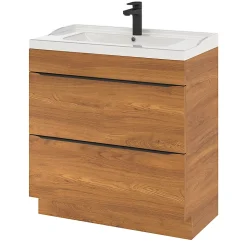 Meuble sous vasque à poser effet noyer l.80 x H.82 x P.45 cm, GoodHome Imandra