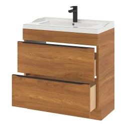 Meuble sous vasque à poser effet noyer l.80 x H.82 x P.45 cm, GoodHome Imandra