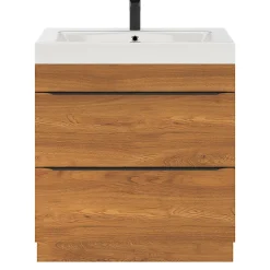 Meuble sous vasque à poser effet noyer l.80 x H.82 x P.45 cm, GoodHome Imandra