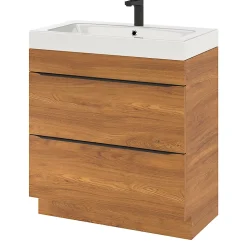 Meuble sous vasque à poser effet noyer l.80 x H.82 x P.45 cm, GoodHome Imandra