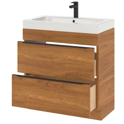 Meuble sous vasque à poser effet noyer l.80 x H.82 x P.45 cm, GoodHome Imandra