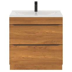 Meuble sous vasque à poser effet noyer l.80 x H.82 x P.45 cm, GoodHome Imandra