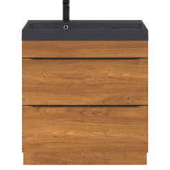 Meuble sous vasque à poser effet noyer l.80 x H.82 x P.45 cm, GoodHome Imandra