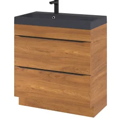 Meuble sous vasque à poser effet noyer l.80 x H.82 x P.45 cm, GoodHome Imandra