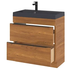 Meuble sous vasque à poser effet noyer l.80 x H.82 x P.45 cm, GoodHome Imandra