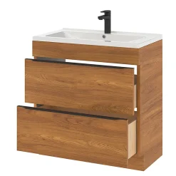 Meuble sous vasque à poser effet noyer l.80 x H.82 x P.45 cm, GoodHome Imandra