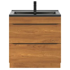 Meuble sous vasque à poser effet noyer l.80 x H.82 x P.45 cm, GoodHome Imandra