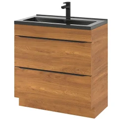 Meuble sous vasque à poser effet noyer l.80 x H.82 x P.45 cm, GoodHome Imandra